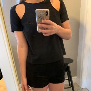 Black short sleeve going out / party top